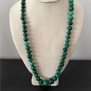 Vintage Malachite Beaded Necklace 26 inches